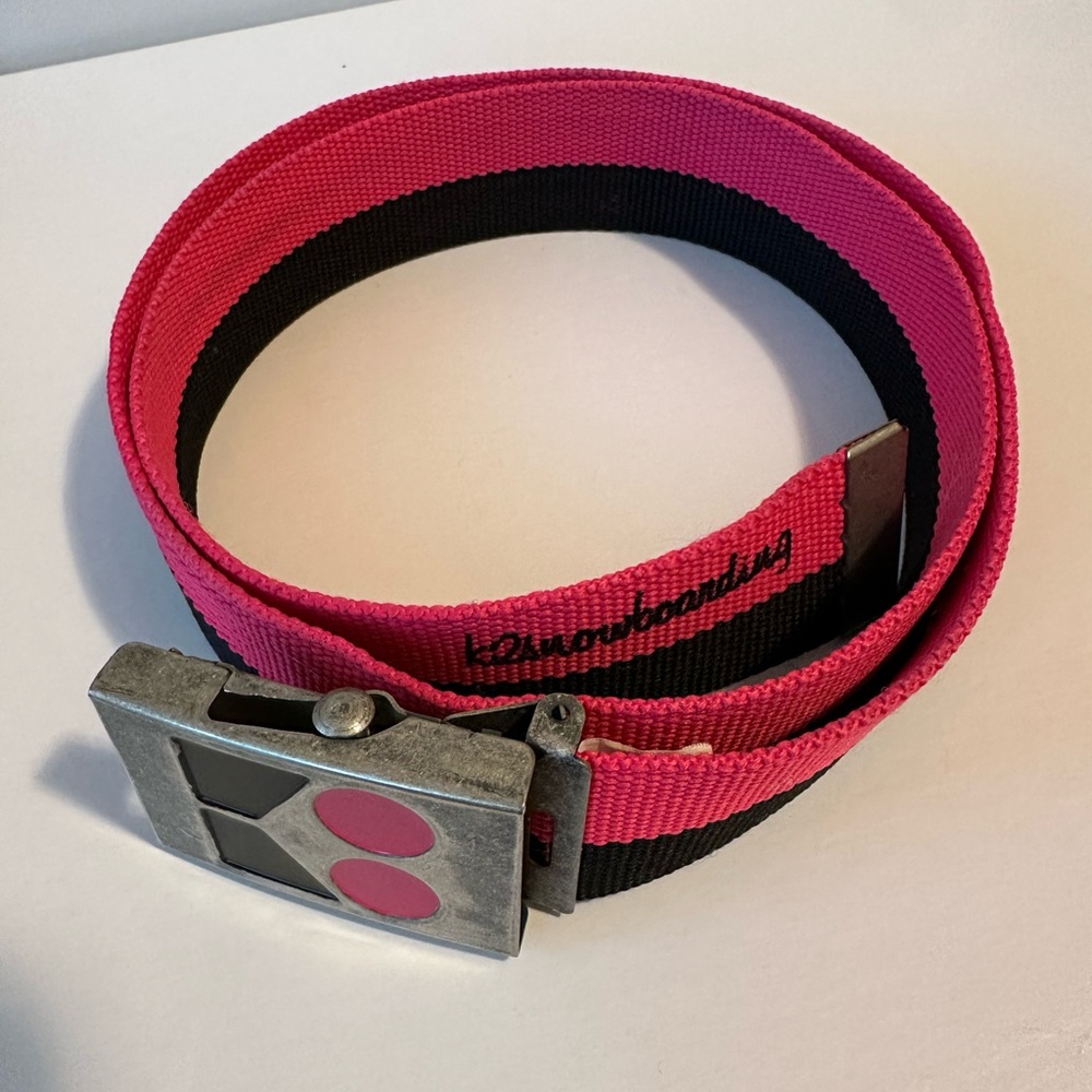 K2 Snowboarding Pink and Black Webbing Belt